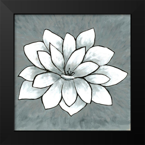 White Lotus Black Modern Wood Framed Art Print by Charest, Doris