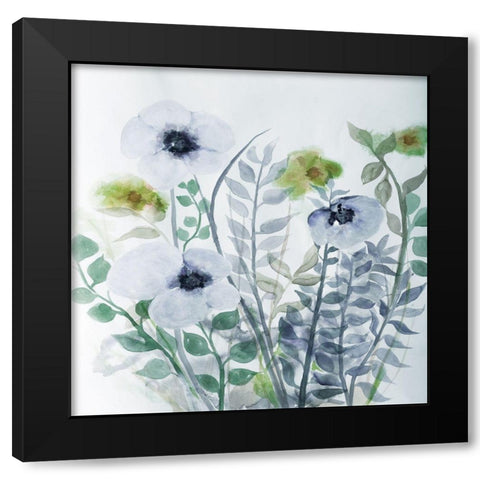 Floral Embrace 1 Black Modern Wood Framed Art Print with Double Matting by Charest, Doris