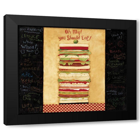 Stacked Up Black Modern Wood Framed Art Print by DiPaolo, Dan