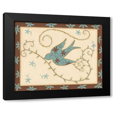 Blue Bird Black Modern Wood Framed Art Print with Double Matting by DiPaolo, Dan