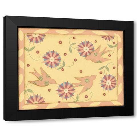 Pink Bird Black Modern Wood Framed Art Print with Double Matting by DiPaolo, Dan