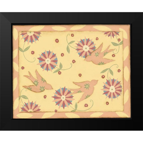 Pink Bird Black Modern Wood Framed Art Print by DiPaolo, Dan
