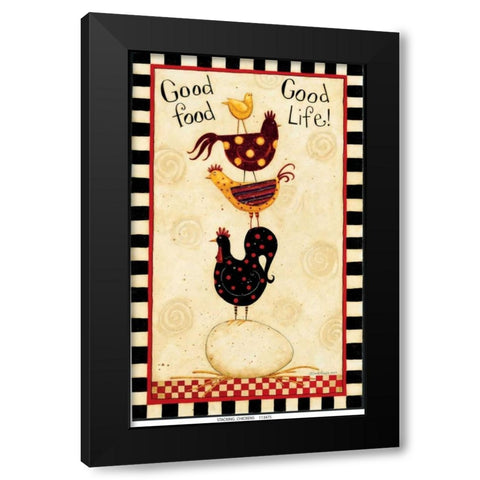 Stacking Chickens Black Modern Wood Framed Art Print with Double Matting by DiPaolo, Dan