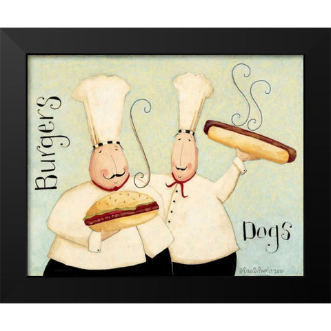 Burgers Dogs Black Modern Wood Framed Art Print by DiPaolo, Dan