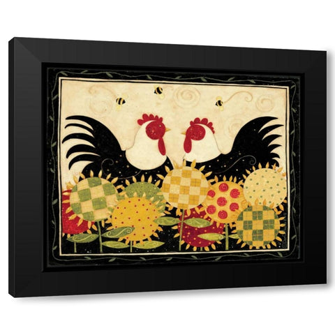 Two Rooster Black Modern Wood Framed Art Print by DiPaolo, Dan