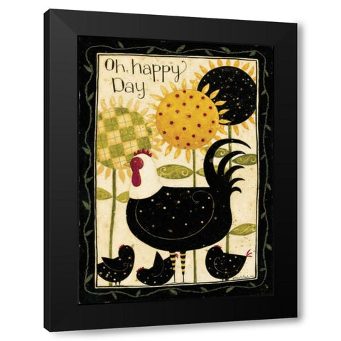 Henrietta With Chicks Black Modern Wood Framed Art Print with Double Matting by DiPaolo, Dan