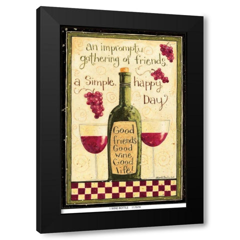 Wine Bottle Black Modern Wood Framed Art Print by DiPaolo, Dan