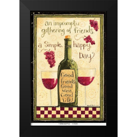 Wine Bottle Black Modern Wood Framed Art Print by DiPaolo, Dan