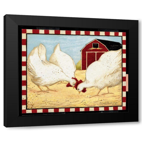 Red Barn Chickens Black Modern Wood Framed Art Print by DiPaolo, Dan