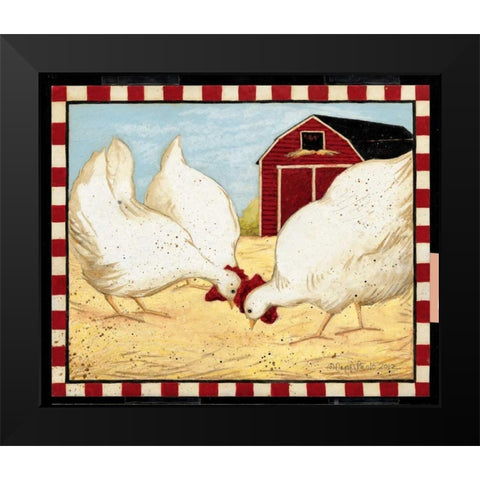 Red Barn Chickens Black Modern Wood Framed Art Print by DiPaolo, Dan