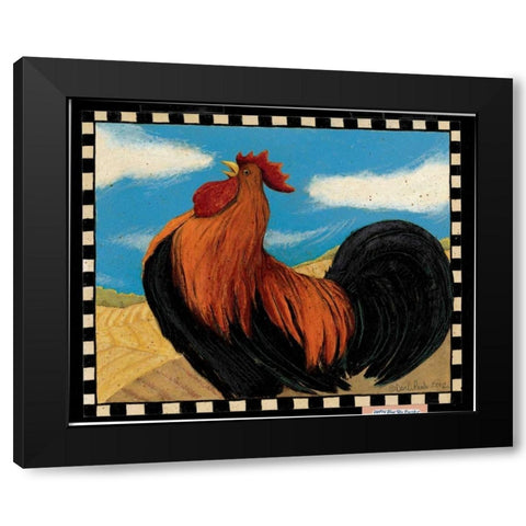Bluesky Rooster Black Modern Wood Framed Art Print by DiPaolo, Dan