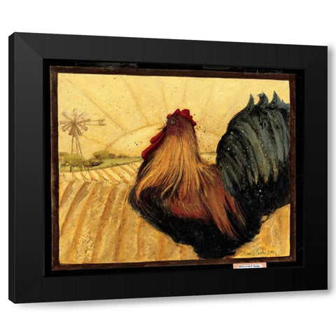Windmill Rooster Black Modern Wood Framed Art Print with Double Matting by DiPaolo, Dan