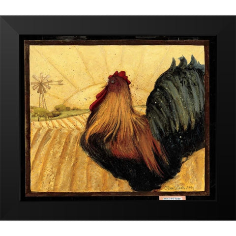 Windmill Rooster Black Modern Wood Framed Art Print by DiPaolo, Dan