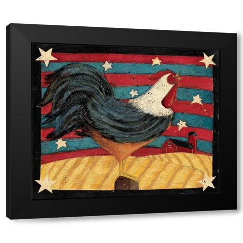 American Rooster Black Modern Wood Framed Art Print with Double Matting by DiPaolo, Dan