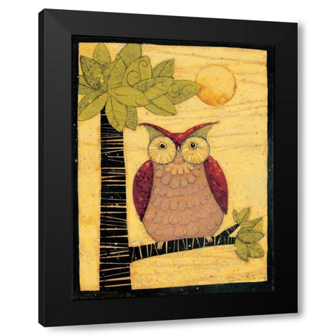 Owl Black Modern Wood Framed Art Print with Double Matting by DiPaolo, Dan