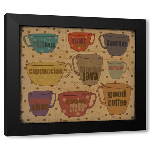Coffee Dots Black Modern Wood Framed Art Print by DiPaolo, Dan