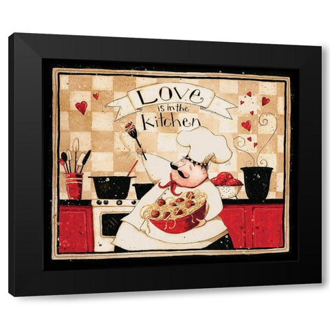 Love Is In The Kitchen Black Modern Wood Framed Art Print by DiPaolo, Dan