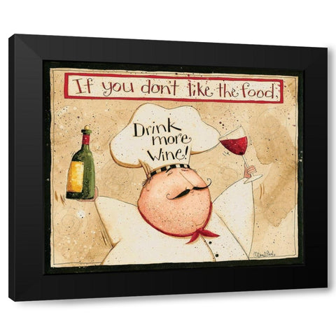 Drink More Wine Black Modern Wood Framed Art Print by DiPaolo, Dan
