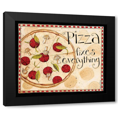 Pizza Fixes Everything Black Modern Wood Framed Art Print with Double Matting by DiPaolo, Dan