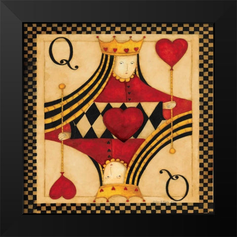 Q Hearts Black Modern Wood Framed Art Print by DiPaolo, Dan