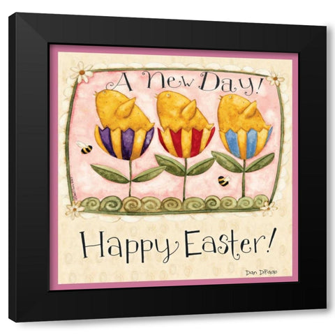 Easter Chicks Black Modern Wood Framed Art Print by DiPaolo, Dan