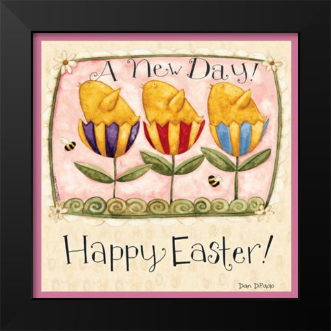 Easter Chicks Black Modern Wood Framed Art Print by DiPaolo, Dan