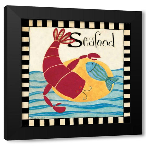 Eat Seafood Black Modern Wood Framed Art Print by DiPaolo, Dan