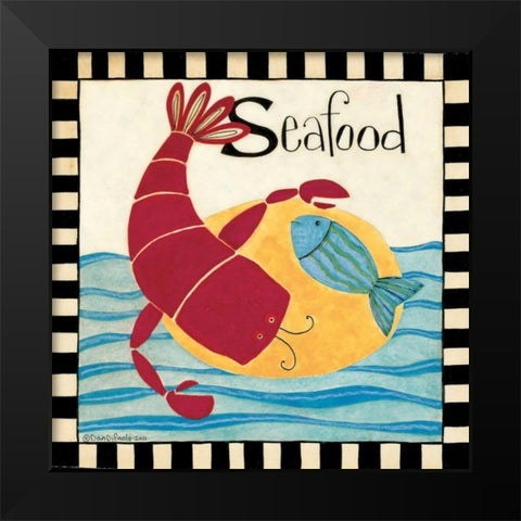 Eat Seafood Black Modern Wood Framed Art Print by DiPaolo, Dan