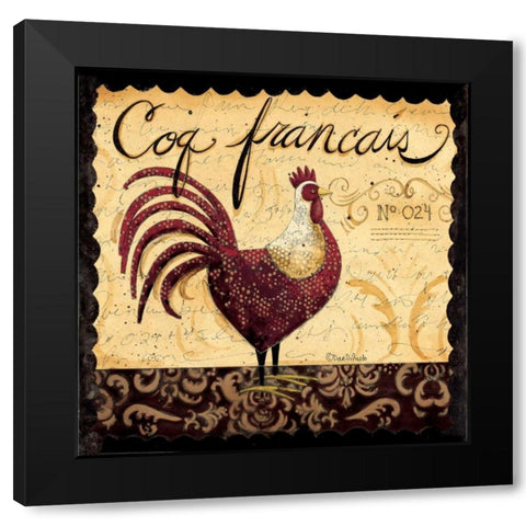 Mr Rooster Black Modern Wood Framed Art Print with Double Matting by DiPaolo, Dan