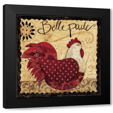 Red Rooster Black Modern Wood Framed Art Print by DiPaolo, Dan