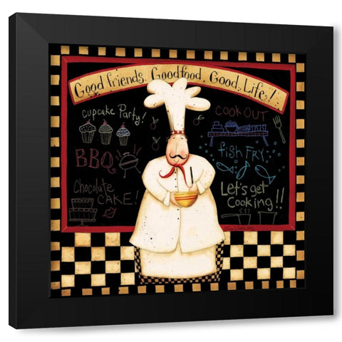 Eat With Friends Black Modern Wood Framed Art Print with Double Matting by DiPaolo, Dan