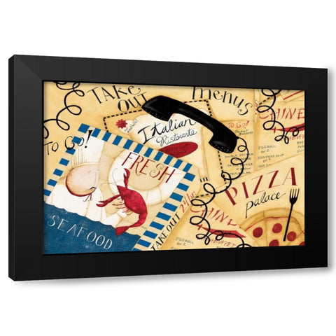 On The Phone Black Modern Wood Framed Art Print by DiPaolo, Dan