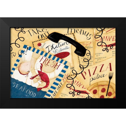 On The Phone Black Modern Wood Framed Art Print by DiPaolo, Dan