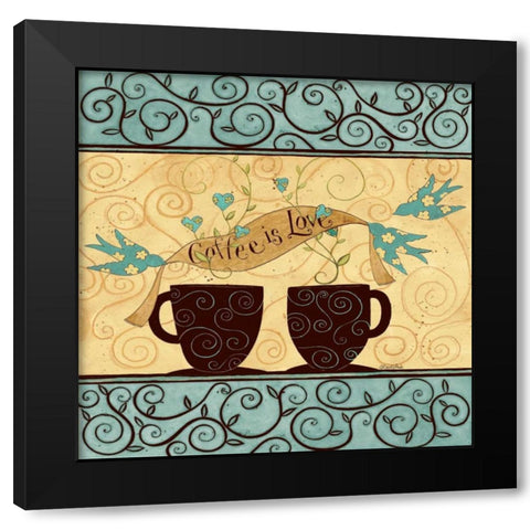 Coffee Love Black Modern Wood Framed Art Print with Double Matting by DiPaolo, Dan