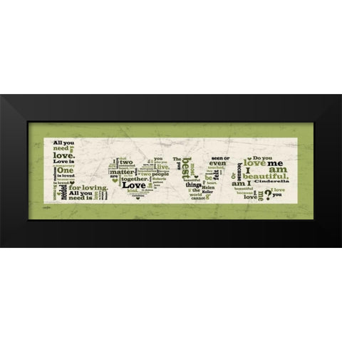 Green Love Black Modern Wood Framed Art Print by Stimson, Diane