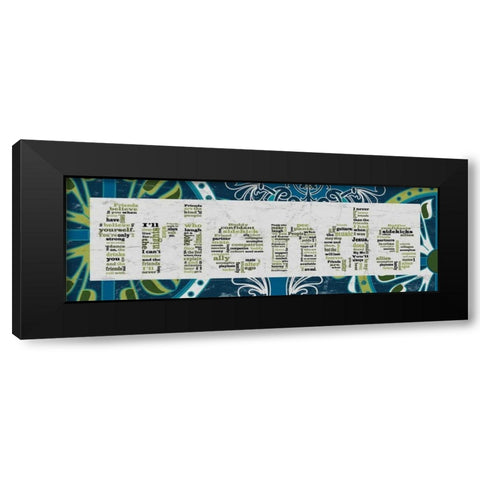 Blue Pattern Friends Black Modern Wood Framed Art Print with Double Matting by Stimson, Diane