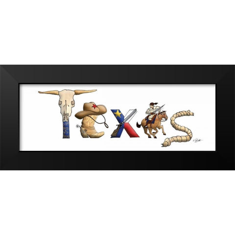 Texas Illustration Black Modern Wood Framed Art Print by Stimson, Diane