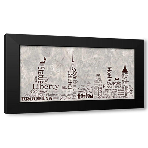 NY Skyline Warm Black Modern Wood Framed Art Print with Double Matting by Stimson, Diane