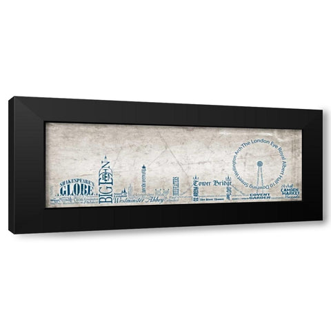 London Skyline Blue Black Modern Wood Framed Art Print by Stimson, Diane