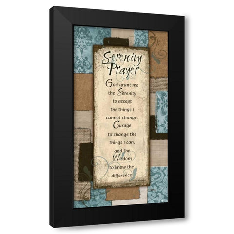 Patchwork Serenity Prayer Blue Black Modern Wood Framed Art Print by Stimson, Diane