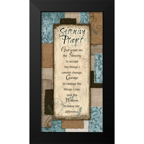 Patchwork Serenity Prayer Blue Black Modern Wood Framed Art Print by Stimson, Diane