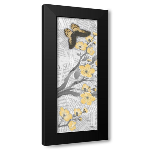 Cherry Blossom Bflies 1 Black Modern Wood Framed Art Print by Stimson, Diane
