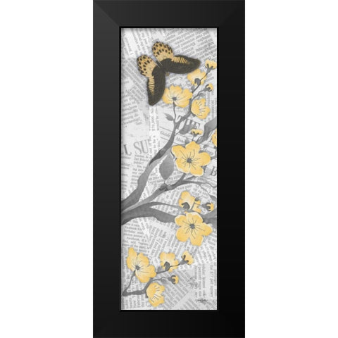 Cherry Blossom Bflies 1 Black Modern Wood Framed Art Print by Stimson, Diane