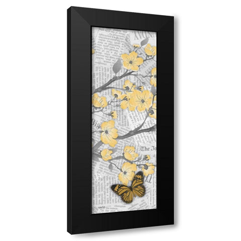 Cherry Blossom Bflies 2 Black Modern Wood Framed Art Print by Stimson, Diane