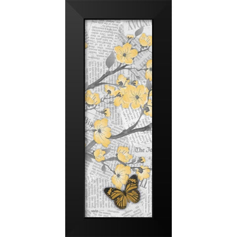 Cherry Blossom Bflies 2 Black Modern Wood Framed Art Print by Stimson, Diane