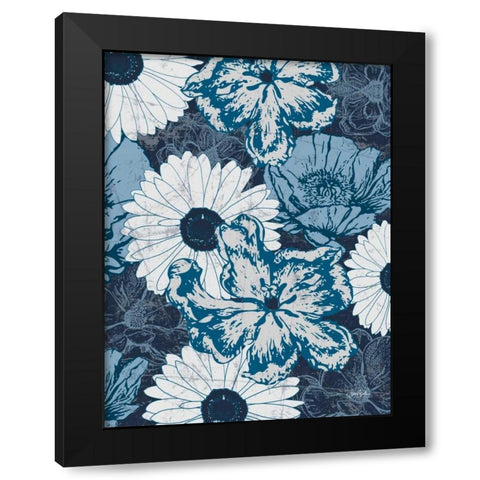 Floral Toile 4 Black Modern Wood Framed Art Print with Double Matting by Stimson, Diane