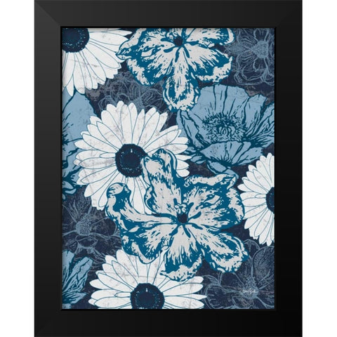 Floral Toile 4 Black Modern Wood Framed Art Print by Stimson, Diane