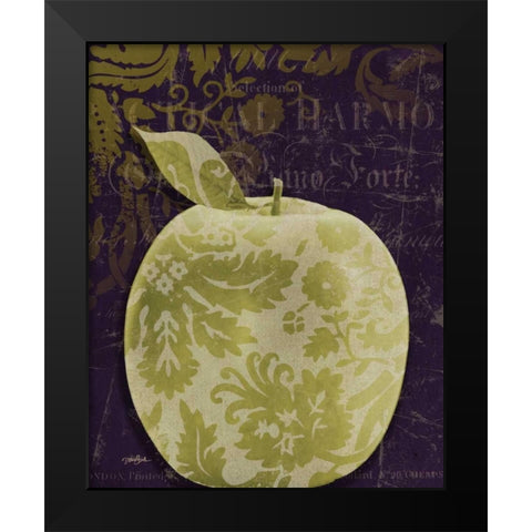 Apple Damask Center Black Modern Wood Framed Art Print by Stimson, Diane