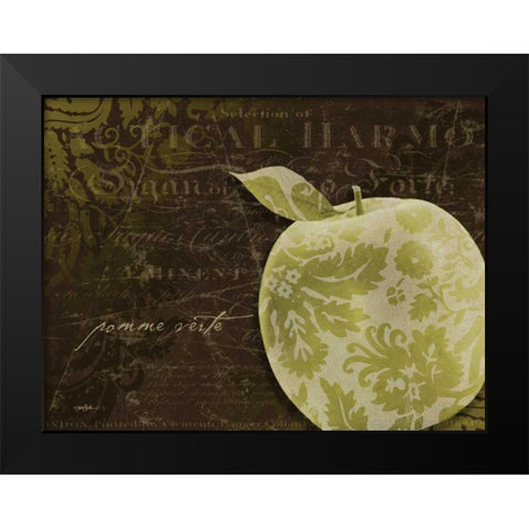 Apple Damask Horizontal Black Modern Wood Framed Art Print by Stimson, Diane