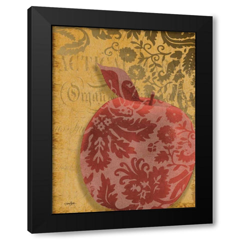 Red Apple Damask Black Modern Wood Framed Art Print by Stimson, Diane